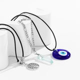 Lucky Evil Eye Charms Necklace Resin Heart Pendants Pearls Necklace
