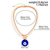 Lucky Evil Eye Charms Necklace Resin Heart Pendants Pearls Necklace