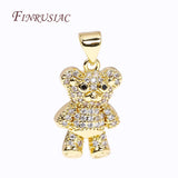 Zircon Bear Christmas Charms Necklace 18K Plated Choker for Women