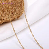 18K Real Plated Ripple Chain Beads Chains Spool DIY Jewelry Making