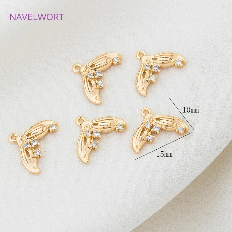 Fish Tail Charm Pendant Zircon Inlaid DIY Jewelry Making
