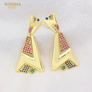Zirconia 18k Dubai Jewelry Earrings for Women