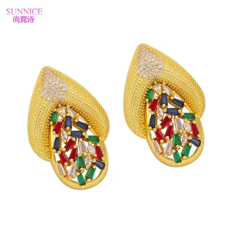 Zirconia Earrings 18K Plated High Jewelry Clip On Earrings