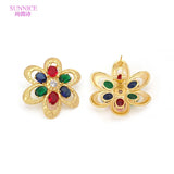 Women's Zirconia Earrings 18K Plated Clip-On Jewelry