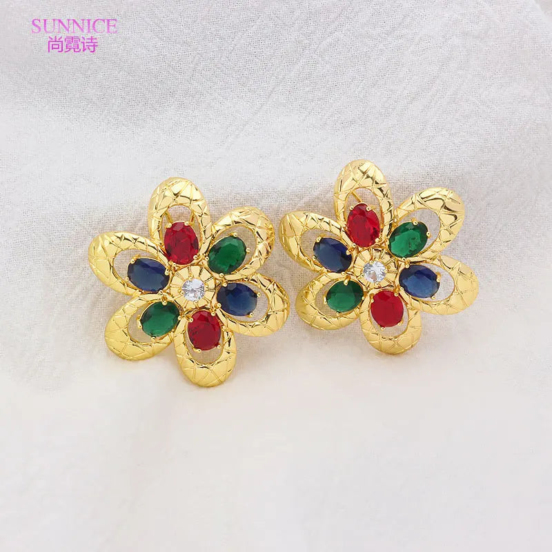 Women's Zirconia Earrings 18K Plated Clip-On Jewelry