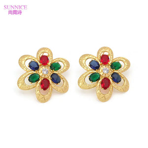 Women's Zirconia Earrings 18K Plated Clip-On Jewelry
