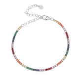 Multi-color 925 Silver Tennis Bracelet for Women 18k Plated Gift
