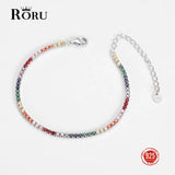 Multi-color 925 Silver Tennis Bracelet for Women 18k Plated Gift