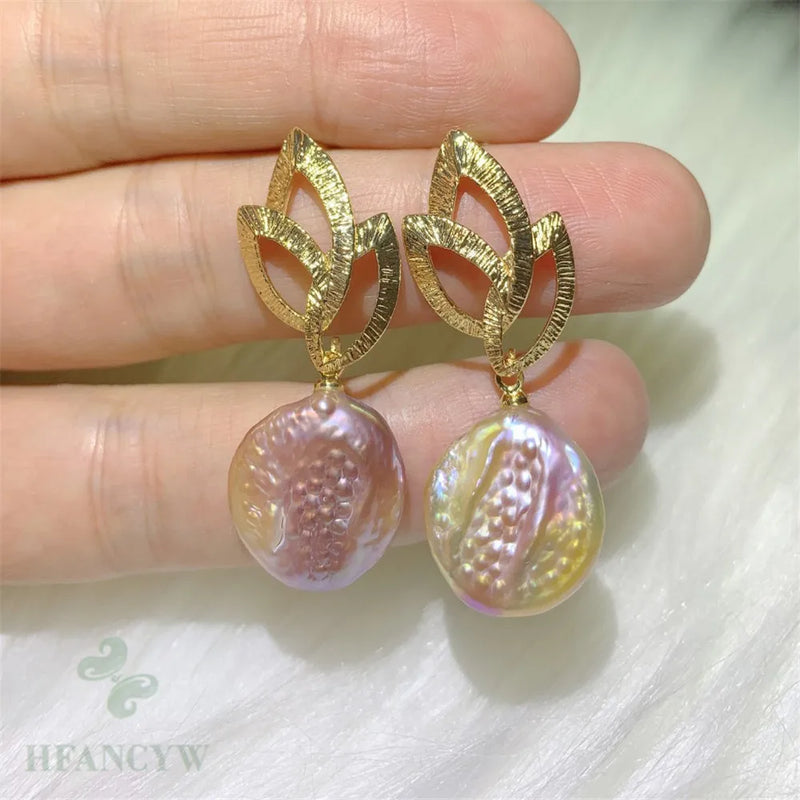 Multi-color Baroque Pearl Earring Ear Drop Hook Natural Jewelry Women