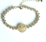 Multi-color AAA Zirconia Smile Face Charm Bracelet for Women