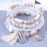 Multi-colors Glass Beads Charm Bracelets Set for Women Lucky Charm Bracelet
