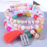 Multi-colors Glass Beads Charm Bracelets Set for Women Lucky Charm Bracelet