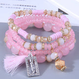 Multi-colors Glass Beads Charm Bracelets Set for Women Lucky Charm Bracelet