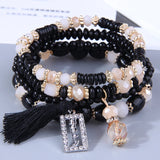 Multi-colors Glass Beads Charm Bracelets Set for Women Lucky Charm Bracelet