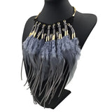 Multi-ethnic Statement Necklace Choker Feather Necklaces & Pendants