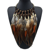 Multi-ethnic Statement Necklace Choker Feather Necklaces & Pendants