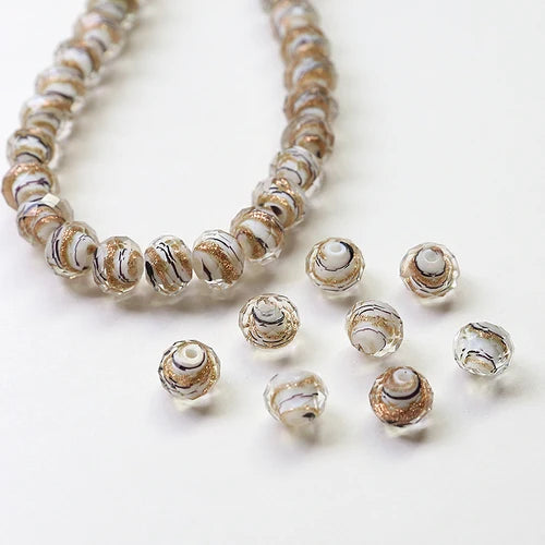 Vintage Foil Glass Beads for DIY Jewelry Making - 4pcs