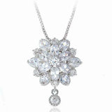 Multi-Flower Zircon Pendant Necklace