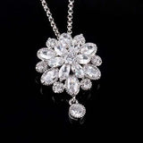Multi-Flower Zircon Pendant Necklace