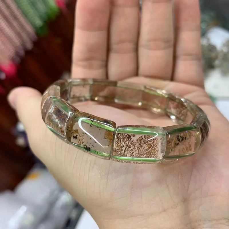Green-phantom Quartz Stone Beads Bracelet Natural Gemstone Bangle
