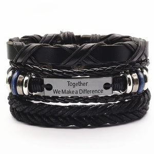 Brown Leather Bracelet Set Trust In God Cross Charm Bangle Homme Gift