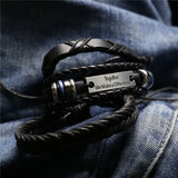 Brown Leather Bracelet Set Trust In God Cross Charm Bangle Homme Gift