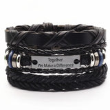 Brown Leather Bracelet Set Trust In God Cross Charm Bangle Homme Gift