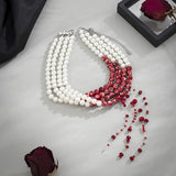 Multi-layer Blood Beaded Necklace Women Beaded Wide Choker
