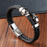 Multi-layer Bracelet Punk Stainless Steel Charm Magnetic Men's Leather