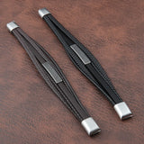 Multi-layer Braided Leather Men Bracelet Stainless Steel Magnetic