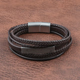 Multi-layer Braided Leather Men Bracelet Stainless Steel Magnetic