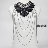 Layer Chain Necklace Tassel Lace Collar Big Colar Women Maxi