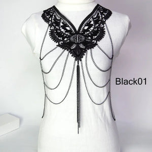 Layer Chain Necklace Tassel Lace Collar Big Colar Women Maxi