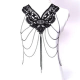 Layer Chain Necklace Tassel Lace Collar Big Colar Women Maxi