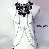Layer Chain Necklace Tassel Lace Collar Big Colar Women Maxi