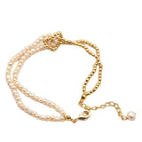 Multi-layer Freshwater Pearls Couple Charm Bracelet Adjustable Chain