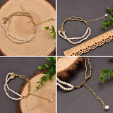 Multi-layer Freshwater Pearls Couple Charm Bracelet Adjustable Chain