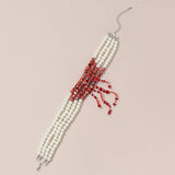 Multi-layer Pearls Beads Necklace Choker Punk Goth Style Tassel Neck Chain