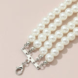 Multi-layer Pearls Beads Necklace Choker Punk Goth Style Tassel Neck Chain