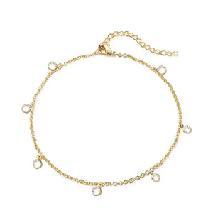Stainless Steel Tassel Anklet Crystal Foot Jewelry