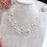 Multi-layer Wedding Statement Necklace Simulated Pearl Party Jewelry