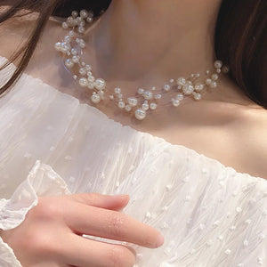 Multi-layer Wedding Statement Necklace Simulated Pearl Party Jewelry