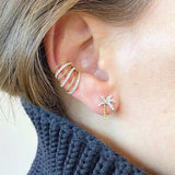 Zircon-Drilled Ear Bone Clamped Multi-ring Earrings