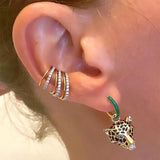 Zircon-Drilled Ear Bone Clamped Multi-ring Earrings