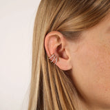 Zircon-Drilled Ear Bone Clamped Multi-ring Earrings