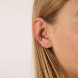 Zircon-Drilled Ear Bone Clamped Multi-ring Earrings