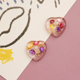 Multi-material Shells & Love Resin Half Pill DIY Japanese UV Earrings Patch