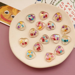 Multi-material Shells & Love Resin Half Pill DIY Japanese UV Earrings Patch