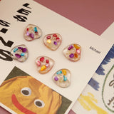 Multi-material Shells & Love Resin Half Pill DIY Japanese UV Earrings Patch