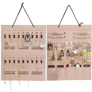 Multi-slot Jewelry Sunglasses Organizer Hanging Earrings Necklace Storage Bag
